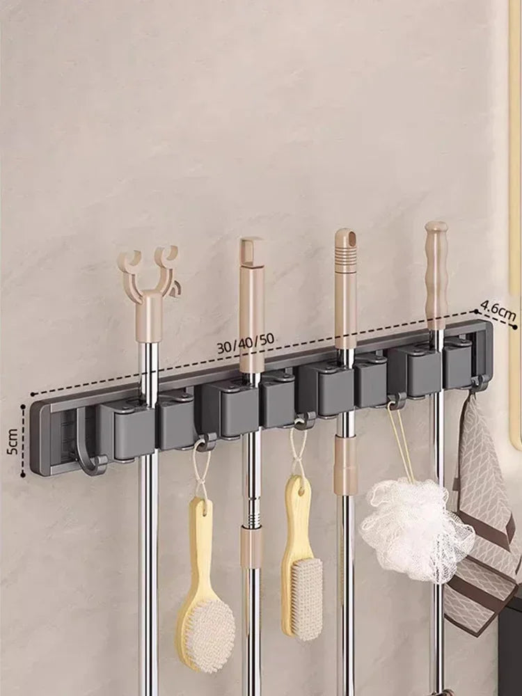 Wall-Mounted Mop and Broom Organizer