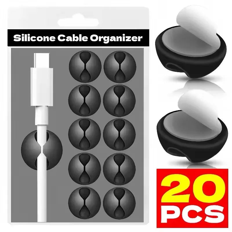 Cable Clips Phone Cord Holder USB Data Line Silicone Organizer Self-Adhesive Wire Manager
