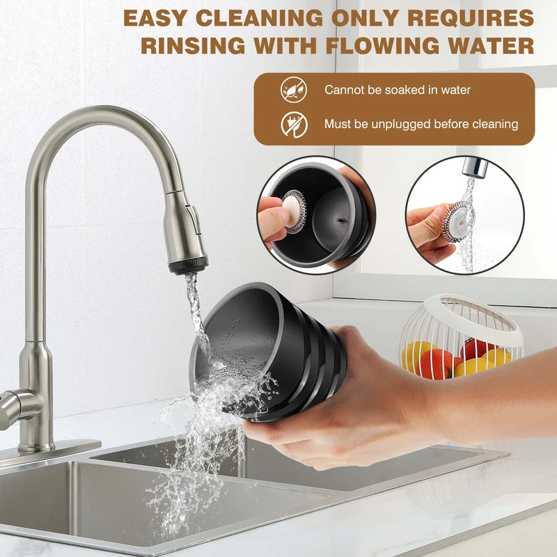 Wireless Milk Frother Electric Type-C Handheld Blender Stainless Steel Mini Coff