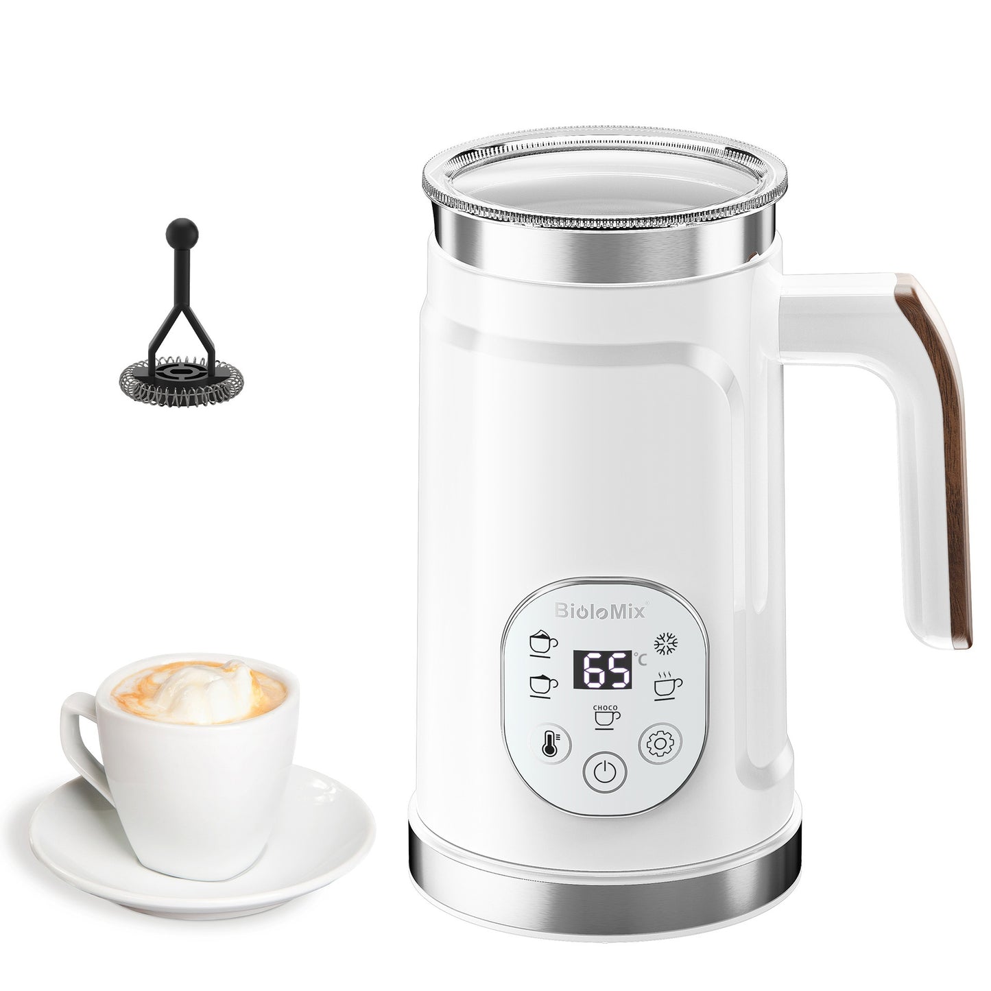 Wireless Electric Milk Frother Battery-Powered Handheld Foamer Coffee Cream Soup