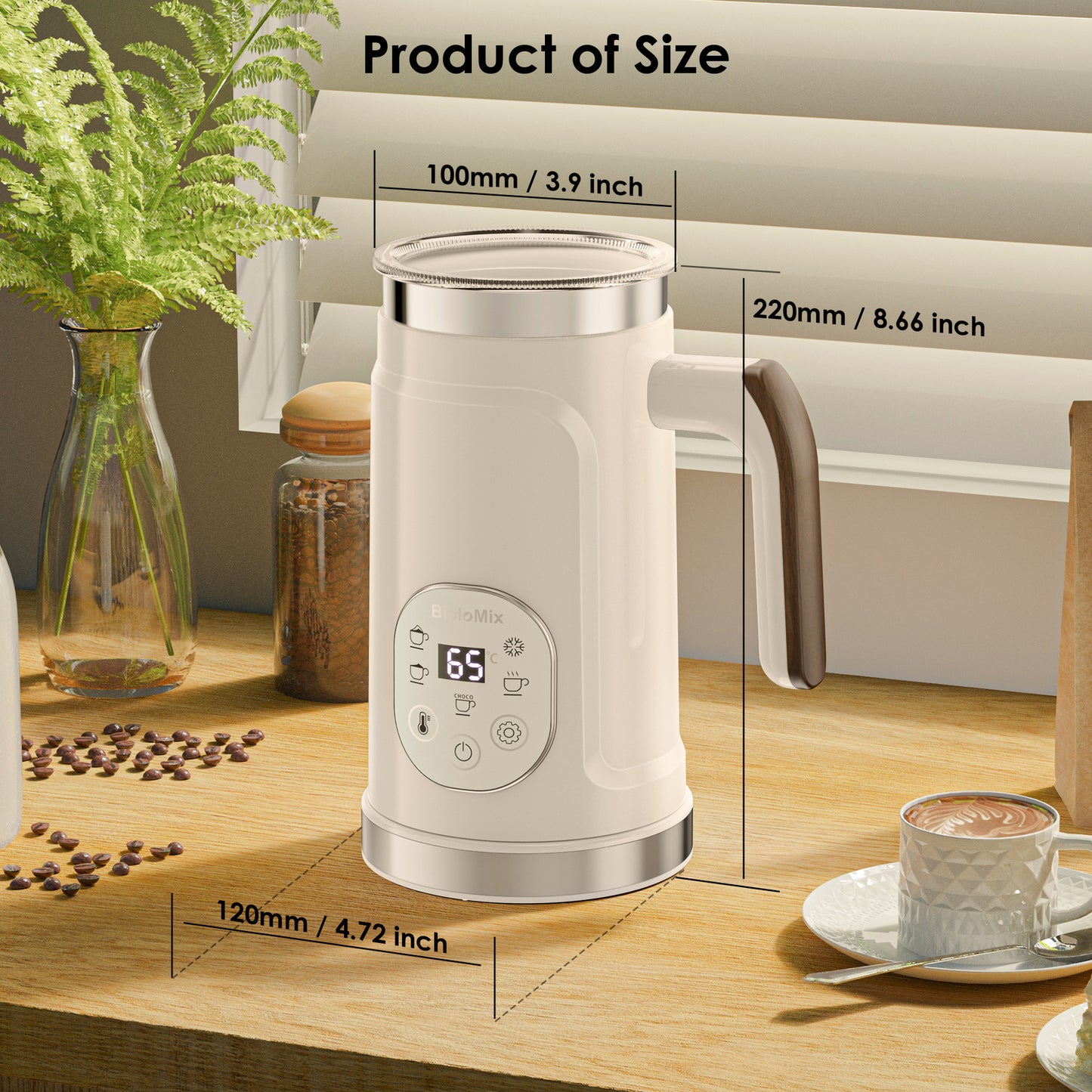 Wireless Electric Milk Frother Battery-Powered Handheld Foamer Coffee Cream Soup