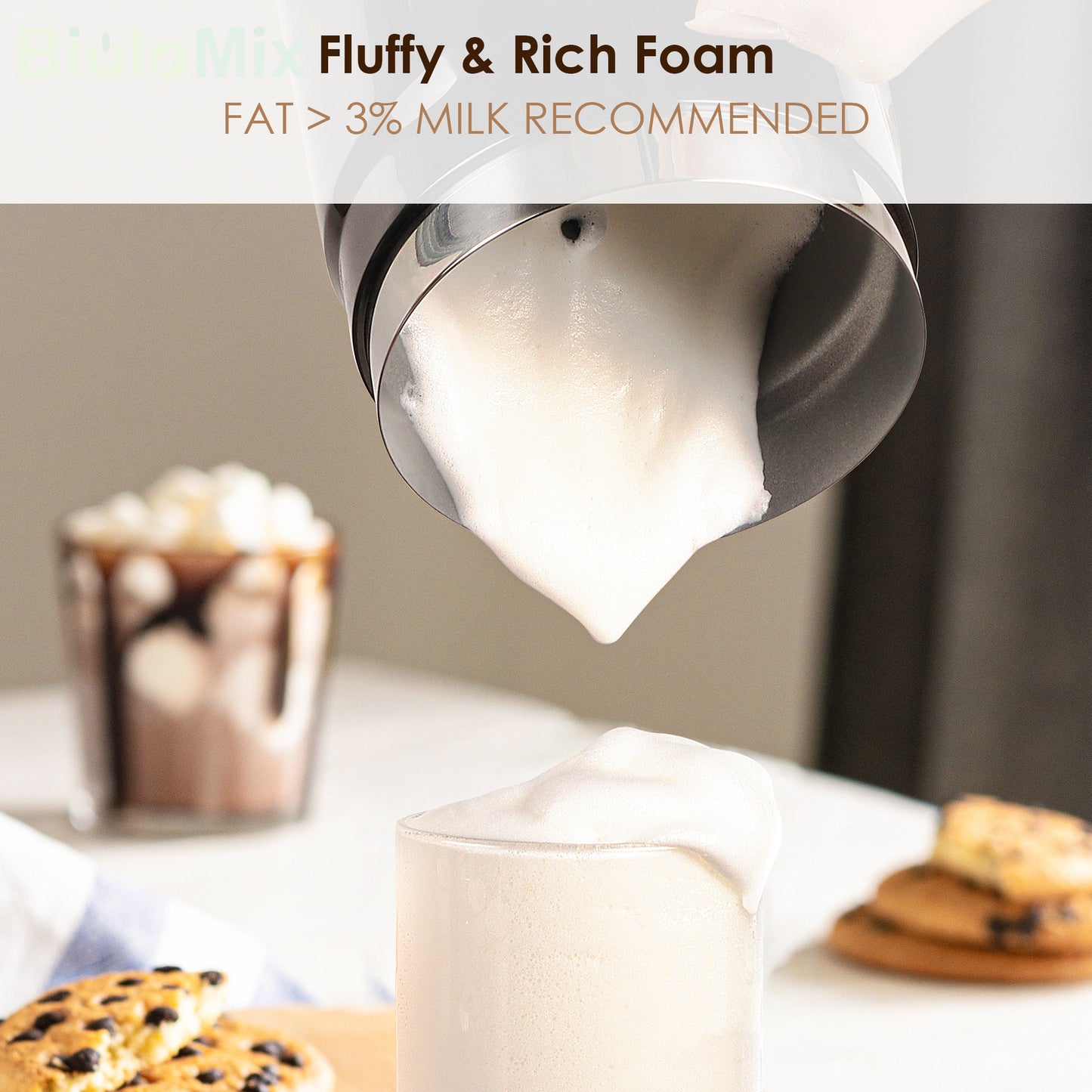 Wireless Electric Milk Frother Battery-Powered Handheld Foamer Coffee Cream Soup