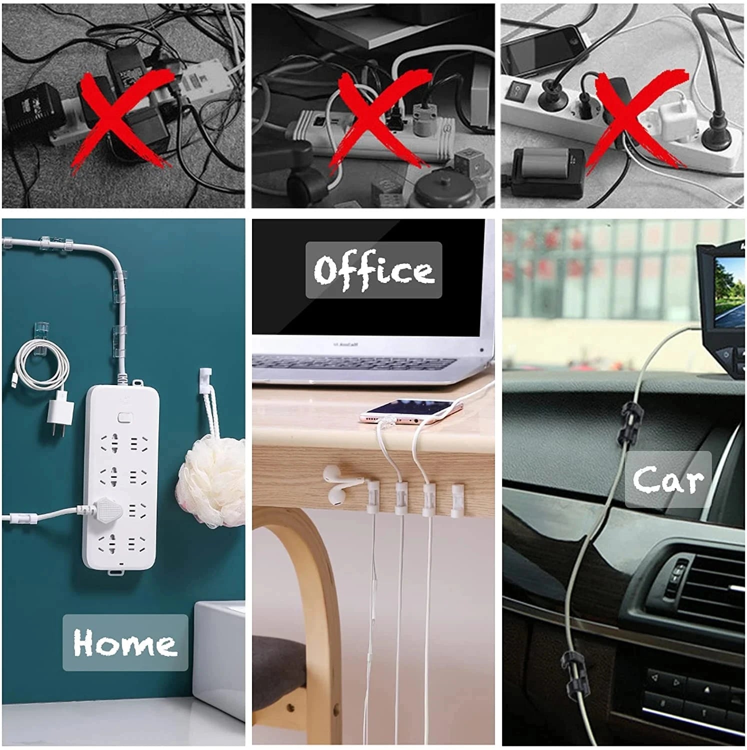 Self-Adhesive Cable Clips Organizer