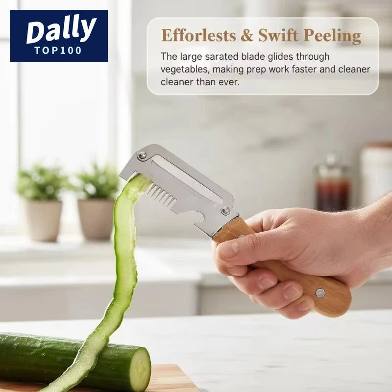 Sharp Dual Peeler & Slicer with Wooden Handle