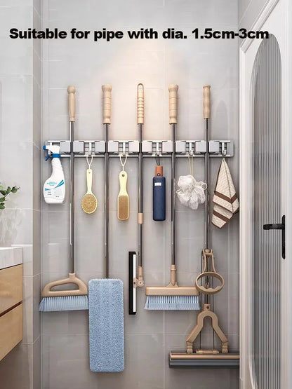 Wall-Mounted Mop and Broom Organizer