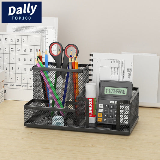 Sleek Mesh Desk Organizer with 3 Compartments