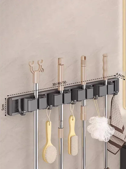 Wall-Mounted Mop and Broom Organizer