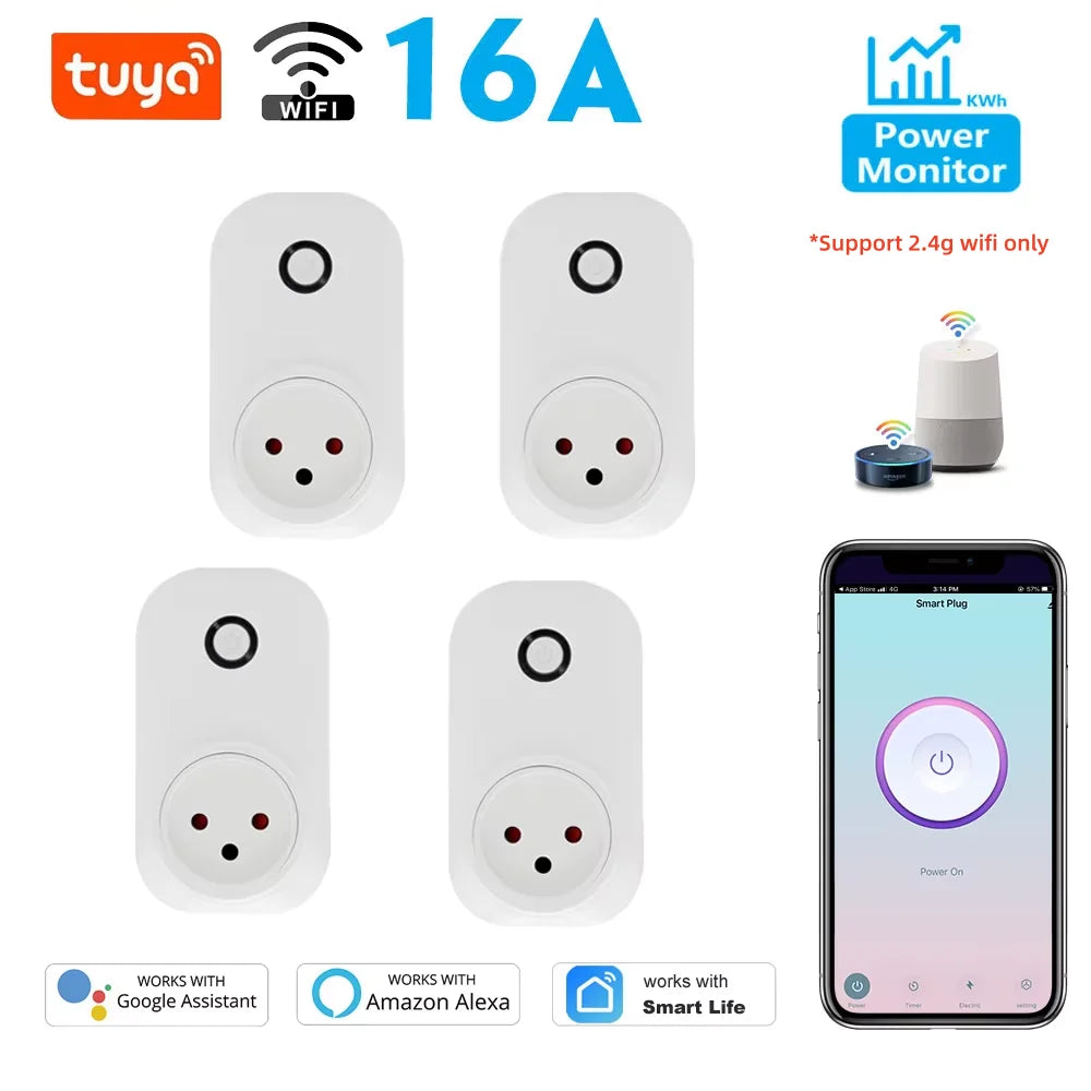 Tuya Smart Socket 16A Power Monitor WiFi Light Switch