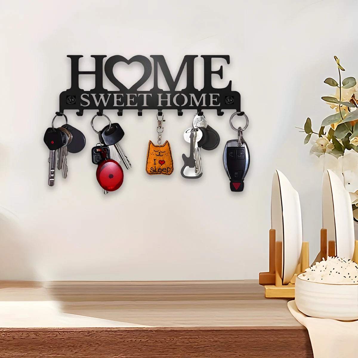 Elegant Black Key Holder Wall Mount