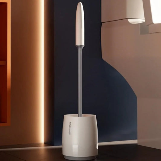 Silicone Head Toilet Brush with Quick Draining Holder - Wall Mount or Floor Stand