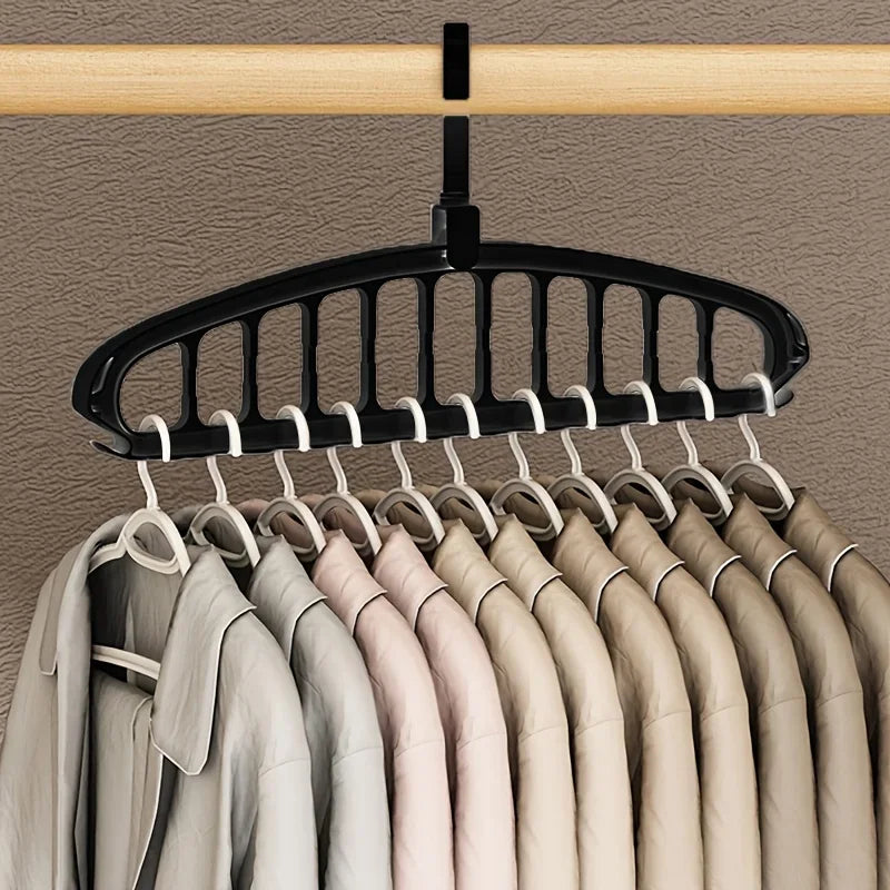 Folding Multi-Hole Clothes Hanger Non-Slip Storage Rack Space Saving Clothes Rack