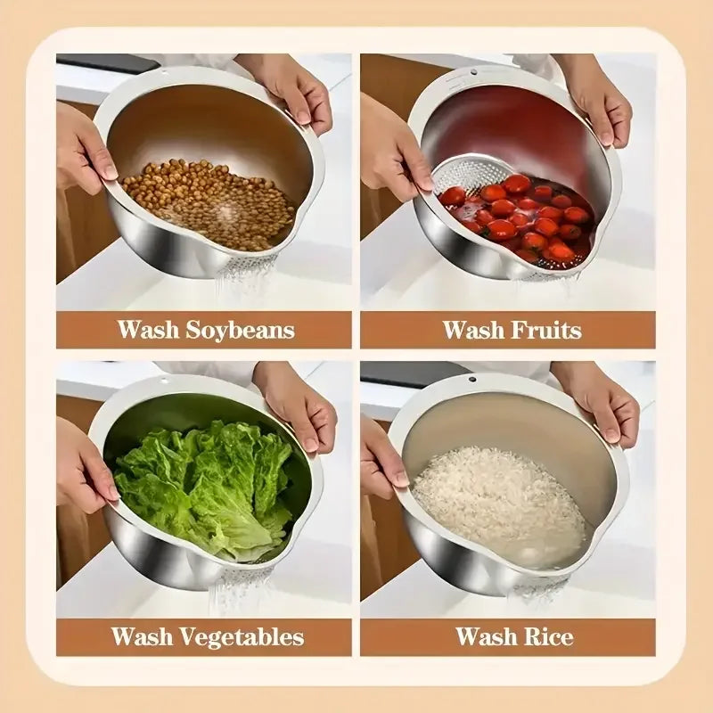 Stainless Steel Rice Washing Bowl