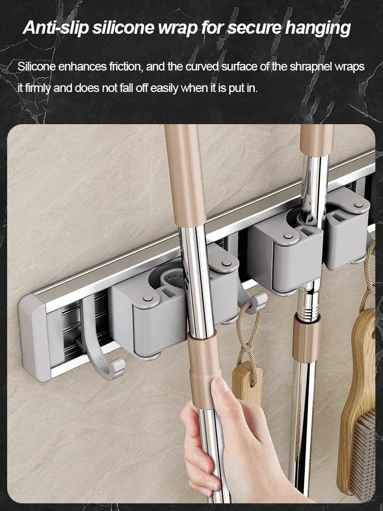 Wall-Mounted Mop and Broom Organizer
