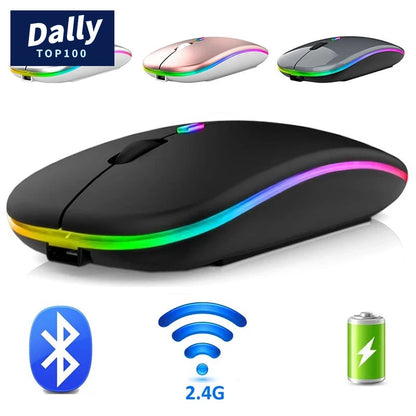 Silent Wireless Mouse with RGB Lighting