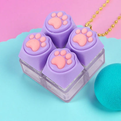 Silicone Cat Paw Fidget Keychain - Stress Relief Toy