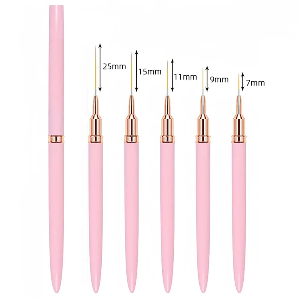 Precision Nail Art Liner Brush Set - 5 Pack