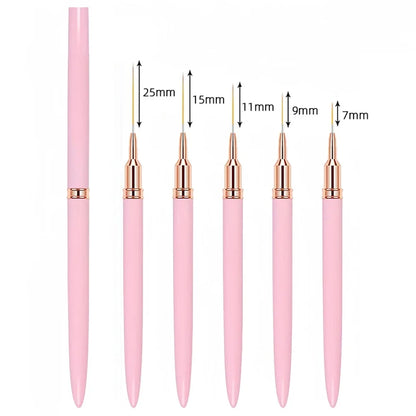 Precision Nail Art Liner Brush Set - 5 Pack