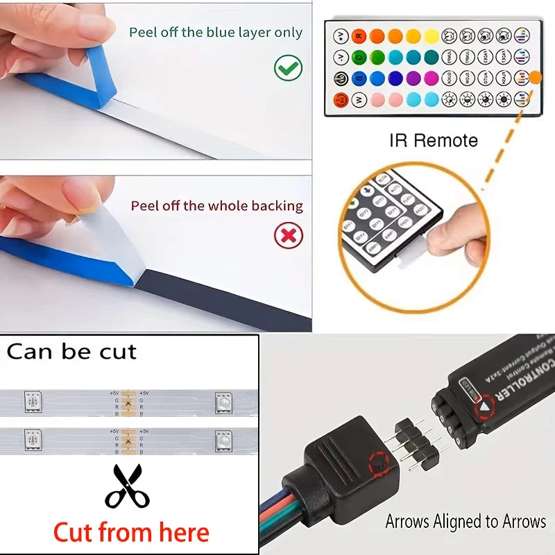 Smart RGB LED Strip Lights with App Control - Room Glow