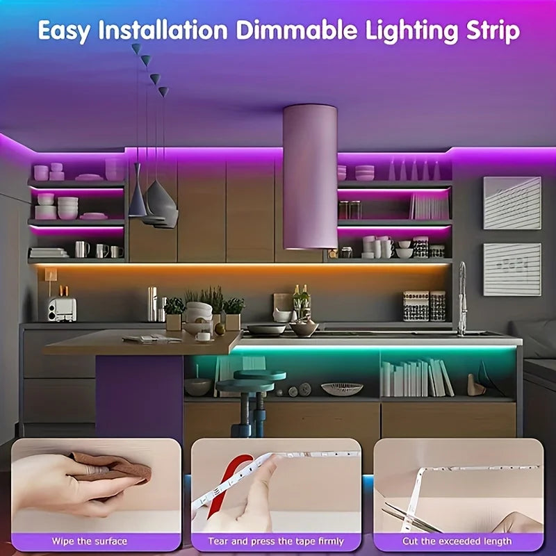Smart RGB LED Strip Lights with App Control - Room Glow