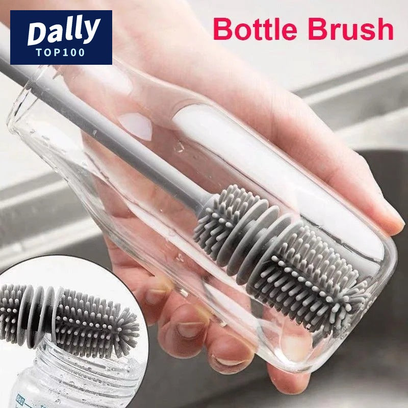 Long-Handle Silicone Bottle Brush Scrubber