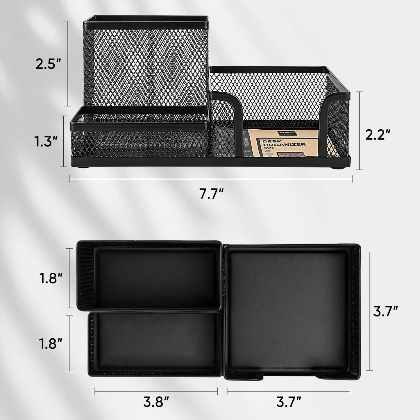 Sleek Mesh Desk Organizer with 3 Compartments