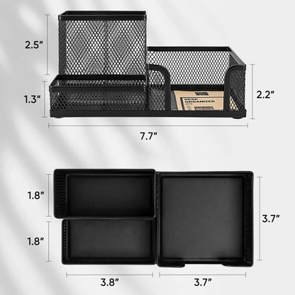 Sleek Mesh Desk Organizer with 3 Compartments