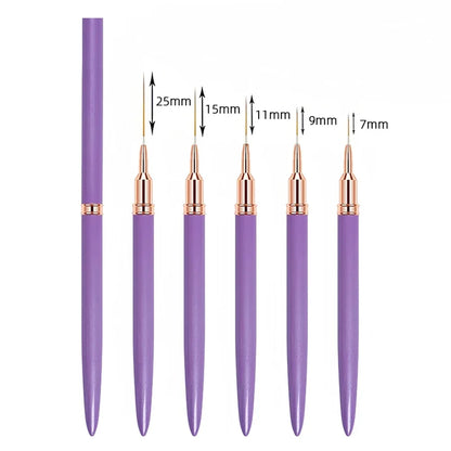 Precision Nail Art Liner Brush Set - 5 Pack