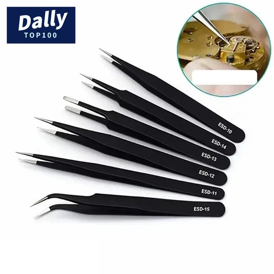 Precision Tweezers Set - 6 Piece Stainless Steel