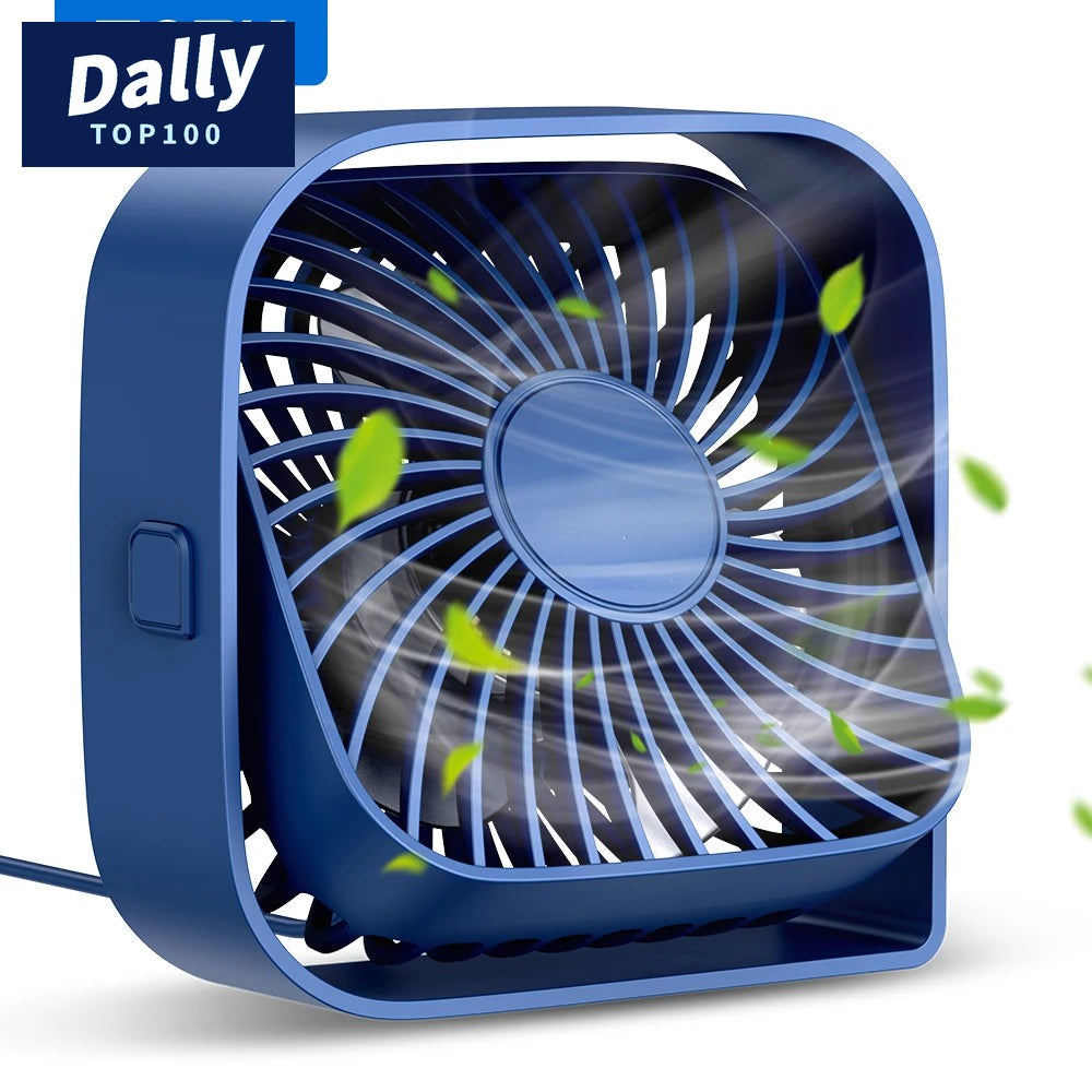 Mini USB Desk Fan, 3-Speed Quiet Portable Fan with 360° Rotation