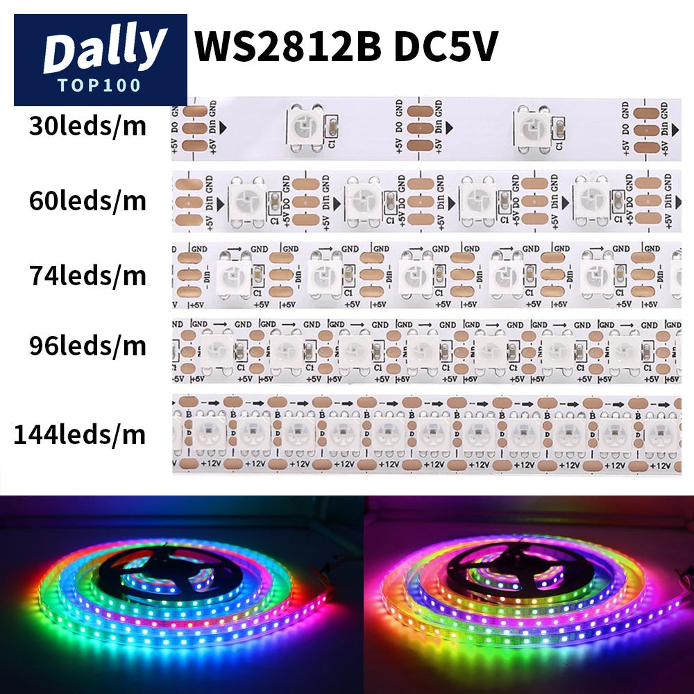 WS2812B Individually Addressable RGB LED Strip - DC5V Smart Pixel