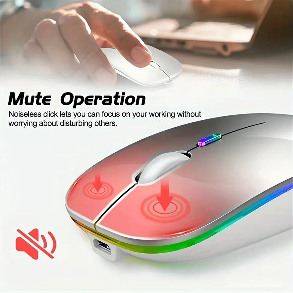 Silent Wireless Mouse with RGB Lighting