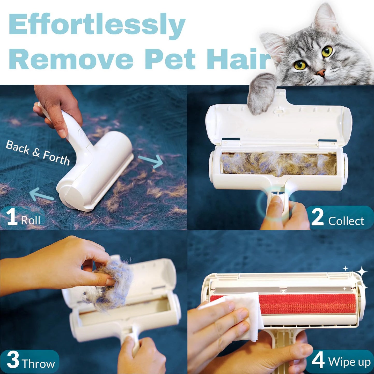Pet Hair Remover Roller - Reusable & Effective