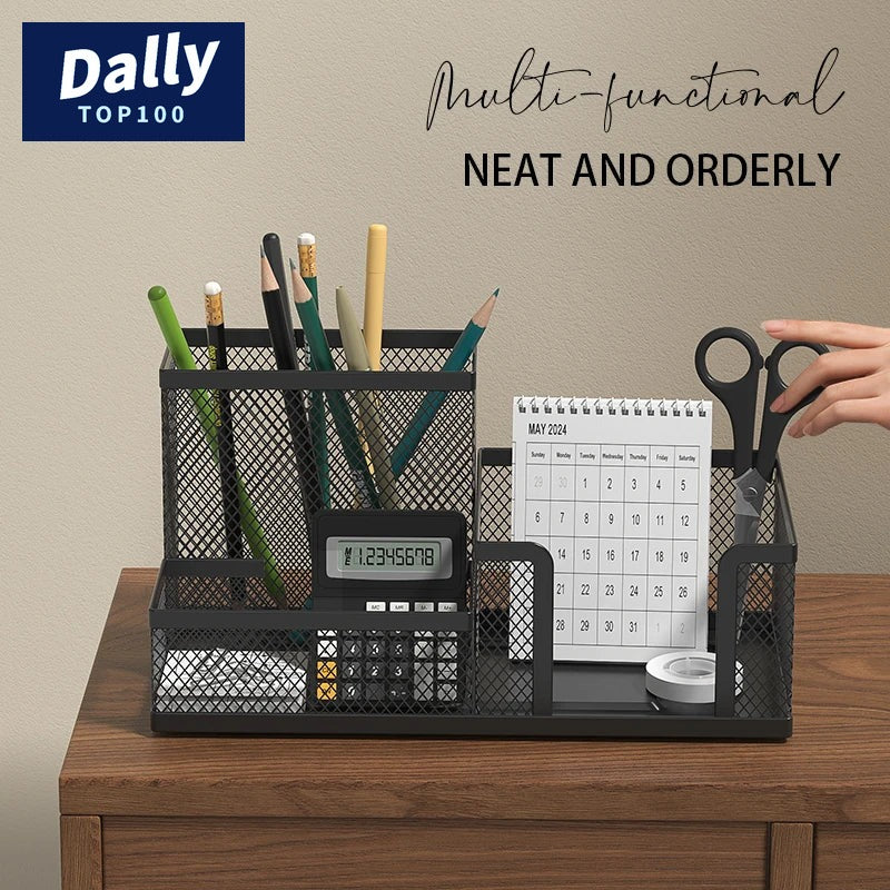 Sleek Mesh Desk Organizer with 3 Compartments