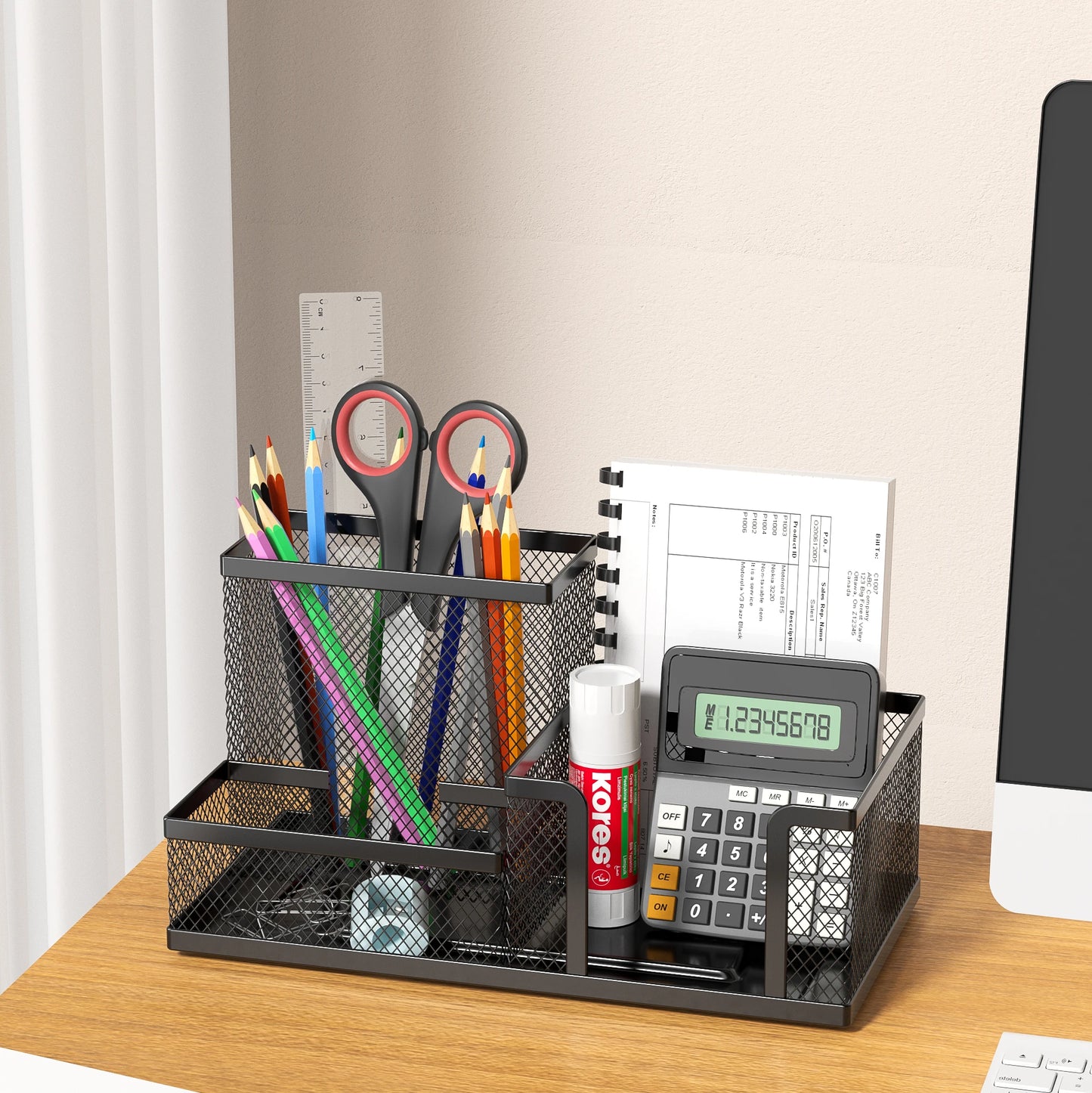 Sleek Mesh Desk Organizer with 3 Compartments