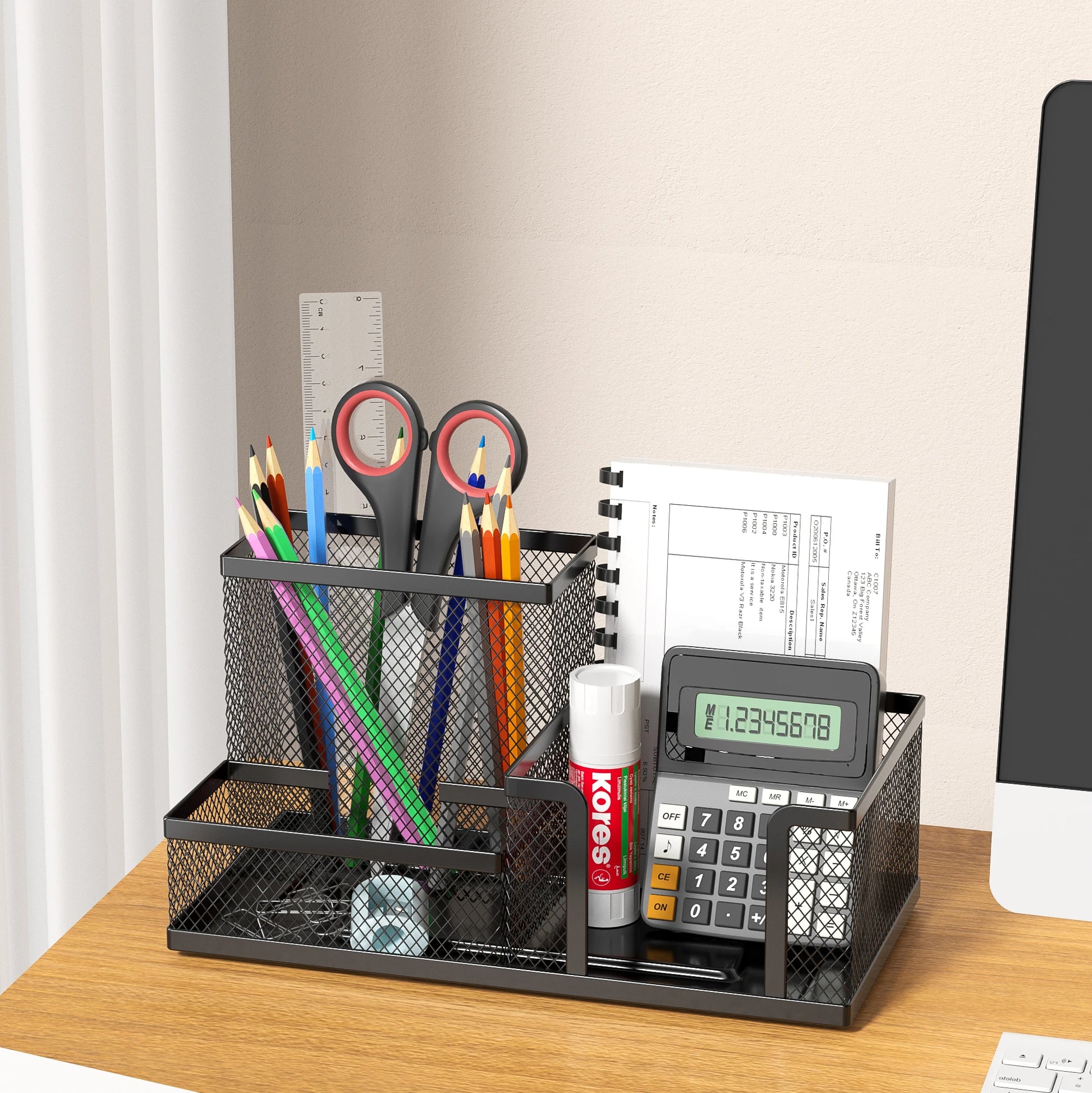 Sleek Mesh Desk Organizer with 3 Compartments