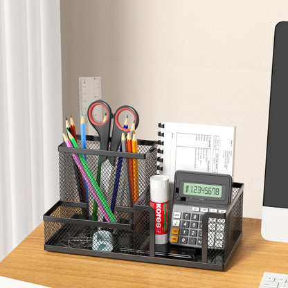 Sleek Mesh Desk Organizer with 3 Compartments