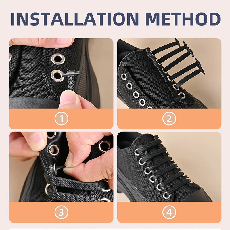 No-Tie Elastic Shoelaces - 16 Pack
