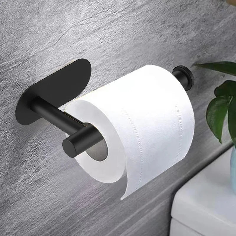 Adhesive Toilet Paper Holder Stainless Steel Tissue Hanger Waterproof Bathroom