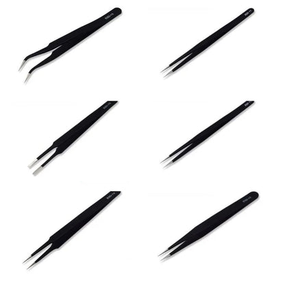 Precision Tweezers Set - 6 Piece Stainless Steel