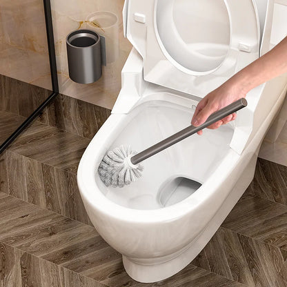 Space Aluminum Toilet Brush No Dead Corners - Wall Hanging Premium Set