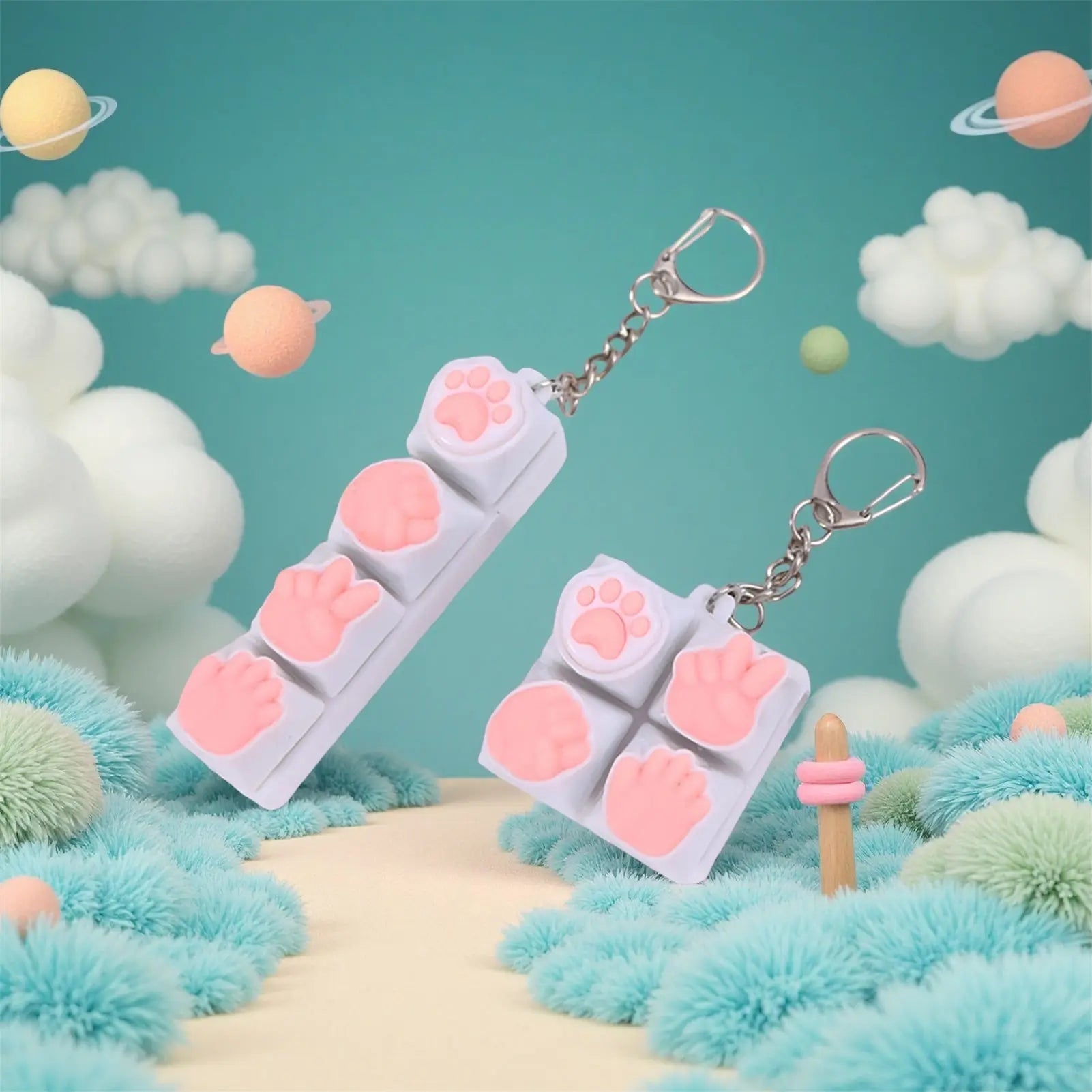 Silicone Cat Paw Fidget Keychain - Stress Relief Toy