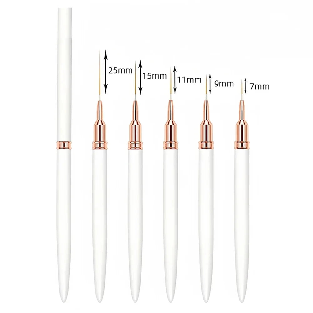 Precision Nail Art Liner Brush Set - 5 Pack
