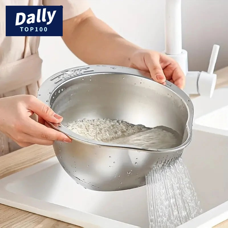 Stainless Steel Rice Washing Bowl