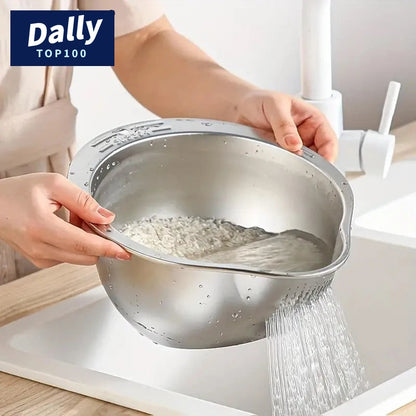 Stainless Steel Rice Washing Bowl