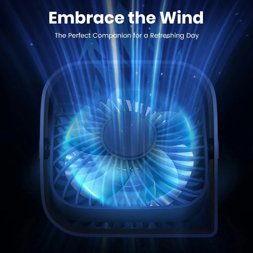 Mini USB Desk Fan, 3-Speed Quiet Portable Fan with 360° Rotation