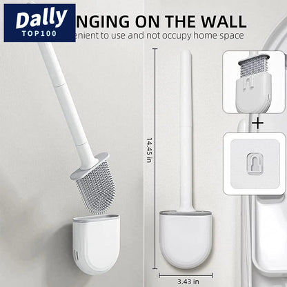 Wall Mounted Silicone Toilet Brush - Flat Head No Dead Corners