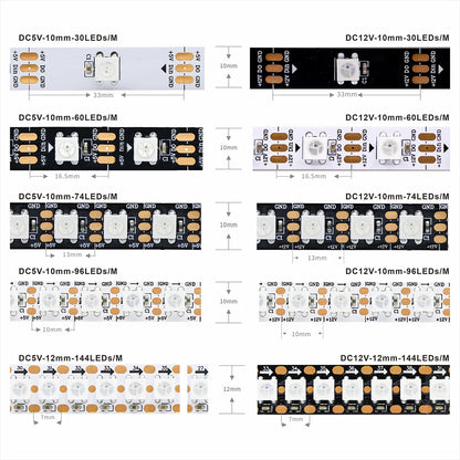 WS2812B Individually Addressable RGB LED Strip - DC5V Smart Pixel