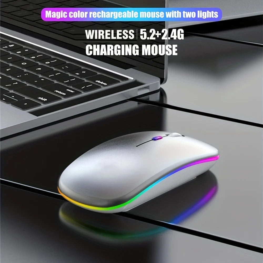 Silent Wireless Mouse with RGB Lighting