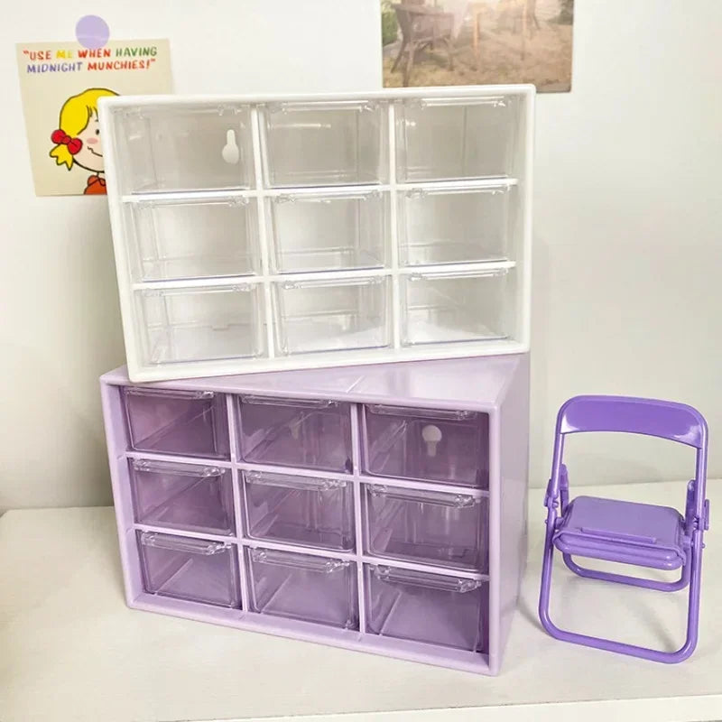 Clear 9-Drawer Desktop Organizer