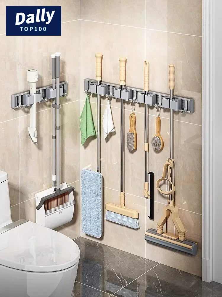 Wall-Mounted Mop and Broom Organizer